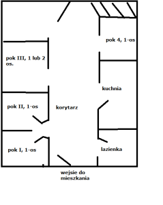 Plan podziału mieszkania made by Paint 