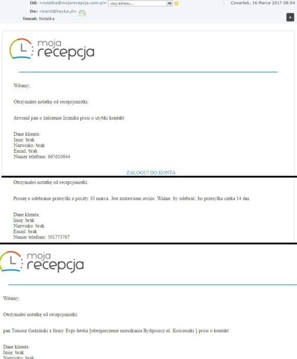 notatka mailowa przyklady